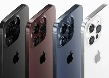 Four iPhone 16 models displayed in black, bronze, blue, and silver colors with triple camera setups.