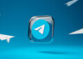 Telegram logo featuring a paper plane icon on a blue background with paper planes in motion.