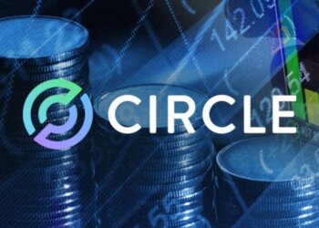 Circle logo displayed in front of stacks of coins and financial graphs.