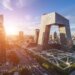 View of the Beijing Central Business District featuring modern skyscrapers and the CCTV Headquarters building.