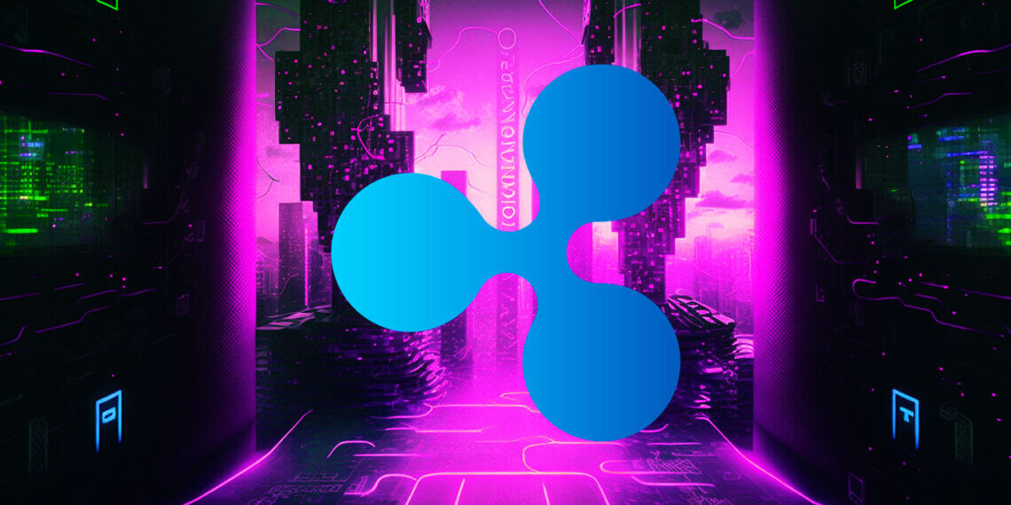 Ripple logo displayed prominently on a vibrant digital background with neon colors.
