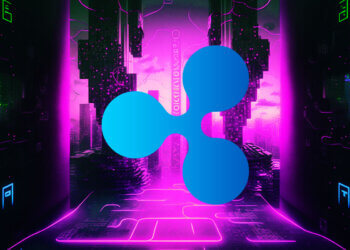 Ripple logo displayed prominently on a vibrant digital background with neon colors.
