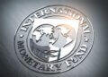 Logo of the International Monetary Fund featuring a globe and the organization's name.