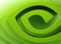 NVIDIA logo depicted in green waves with a three-dimensional effect.