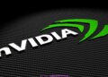NVIDIA logo displayed prominently on a textured black background with green accents.