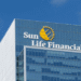 Sun Life Financial logo displayed on the exterior of a modern glass building.